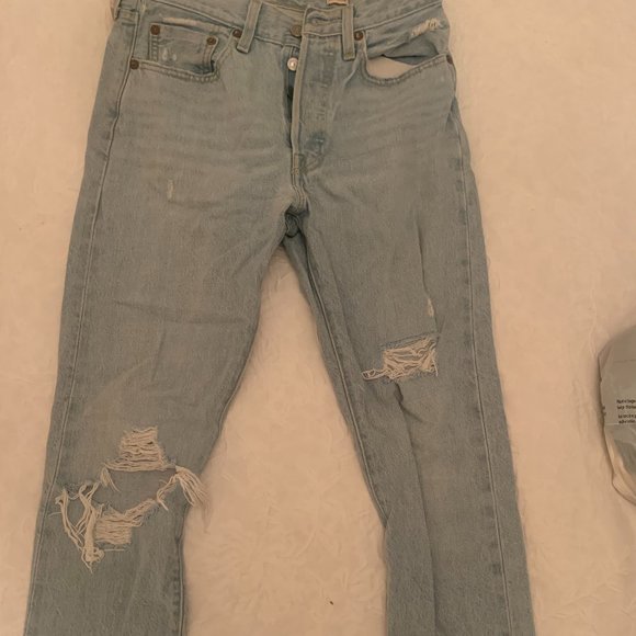 Levi's 501 Artizia White Oak Denim - High Rise Tapered Leg - Picture 1 of 4